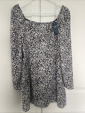 Abercrombie Floral Square-Neck Long Sleeve Mini Dress NWT